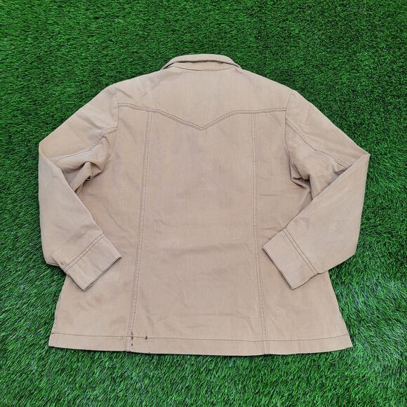 Vintage 60s Lee Snap Button Shirt XL 24x29 Khaki Brown USA - Picture 2 of 14